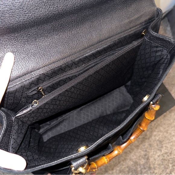 Authentic Vintage Gucci Diana Black Suede Bamboo Tote - Picture 13 of 16